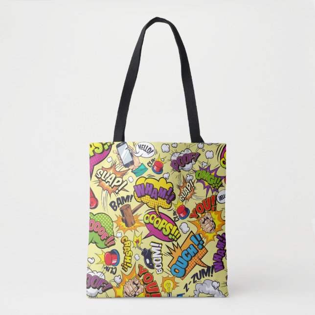 Tote Bag Comic Elements Motif coloré (Devant)
