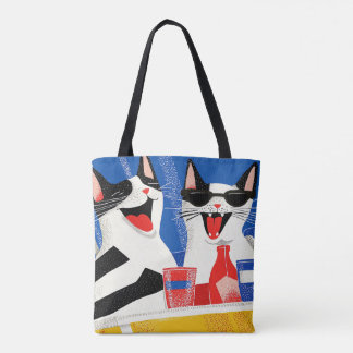 Tote Bag Comic Joyful Perfect Cat Duo Profitant Des Vibes É