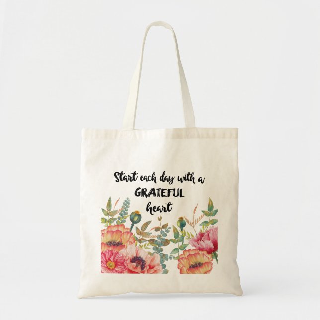 Tote Bag Commencez chaque jour avec un coeur reconnaissant (Devant)