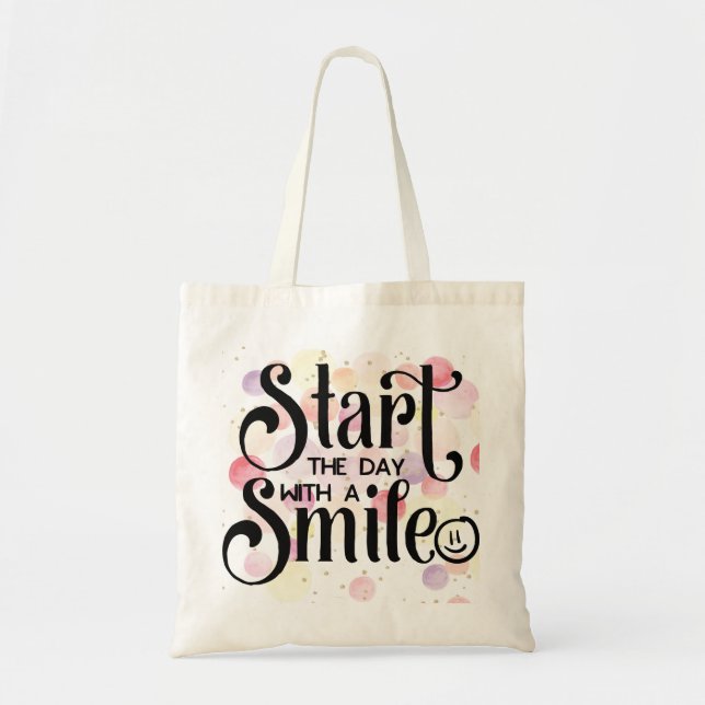 Tote Bag Commencez la journée avec un sourire (Devant)