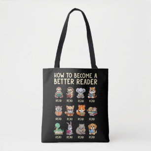 Tote Bag Comment Devenir un Meilleur Lecteur Livre Animaux 