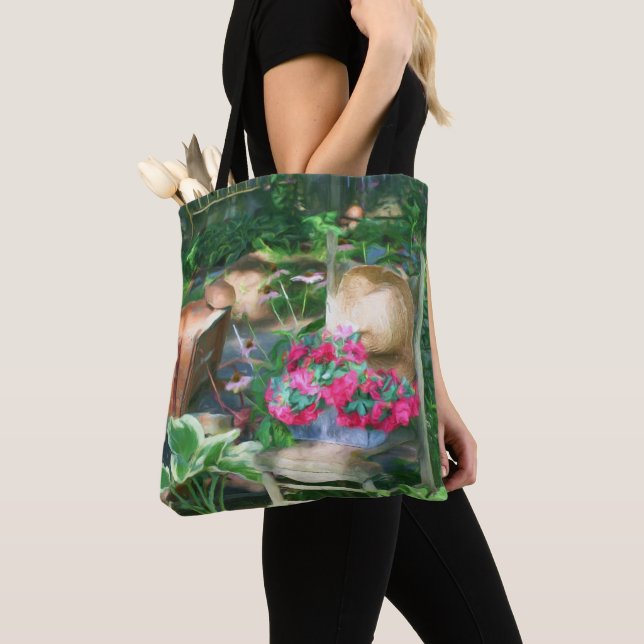 Tote Bag Composition de jardin de fleurs à l'huile  (De près)