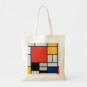 Tote Bag Composition de Mondrian Rouge, Jaune, Bleu, Noir