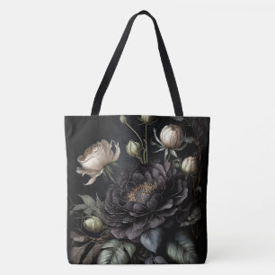 Tote Bag Composition de rose gothique Fleur noire