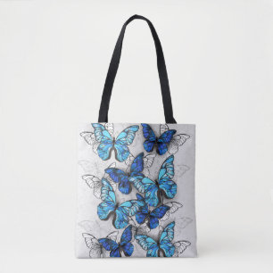 Tote Bag Composition des papillons blancs et bleus