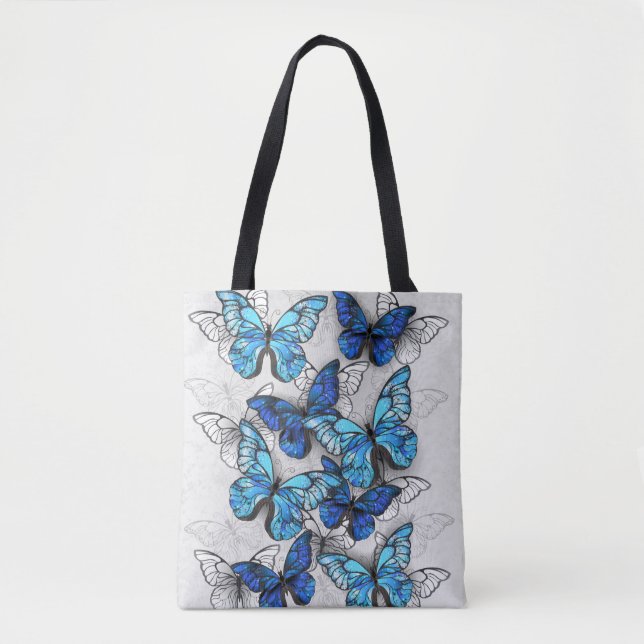 Tote Bag Composition des papillons blancs et bleus (Devant)