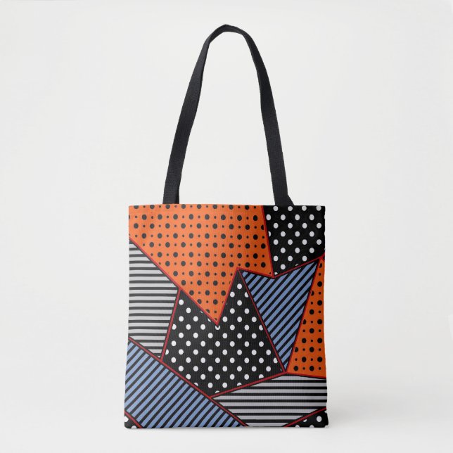 Tote Bag Composition géométrique Abstraite : Bleu orange (Devant)