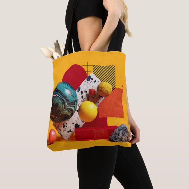 Tote Bag Composition géométrique colorée abstraite (De près)
