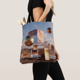 Tote Bag Composition Géométrique Surréaliste Avec Sphères D