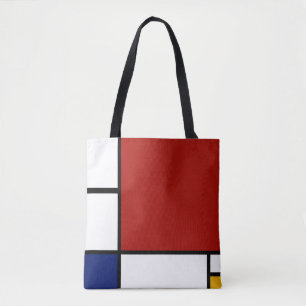 Tote Bag Composition II en Mondrian en rouge, bleu, et le