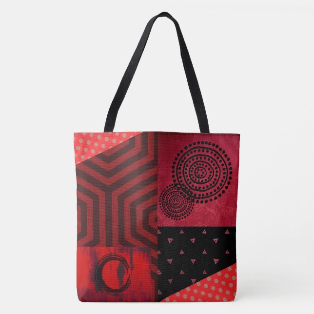 Tote Bag Composition noire et rouge (Devant)