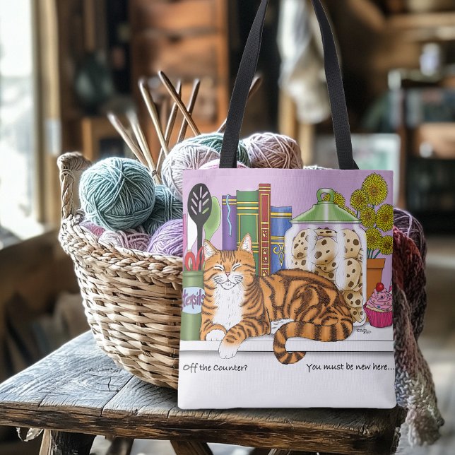 Tote Bag Comptoir de cuisine Orange Tabby Top Chat (Créateur téléchargé)