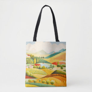 Tote Bag Concept champêtre Abstrait Paysage coloré Art