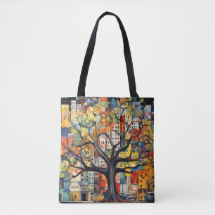 Tote Bag Concept de civilisation de l'arbre Peinture coloré