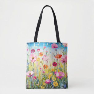 Tote Bag Concept de pavot à fleurs sauvages Art coloré Abst