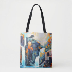 Tote Bag Concept paysage cascade Art coloré Abstrait