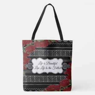 Tote Bag Concepteur de Rose géométrique noir/blanc