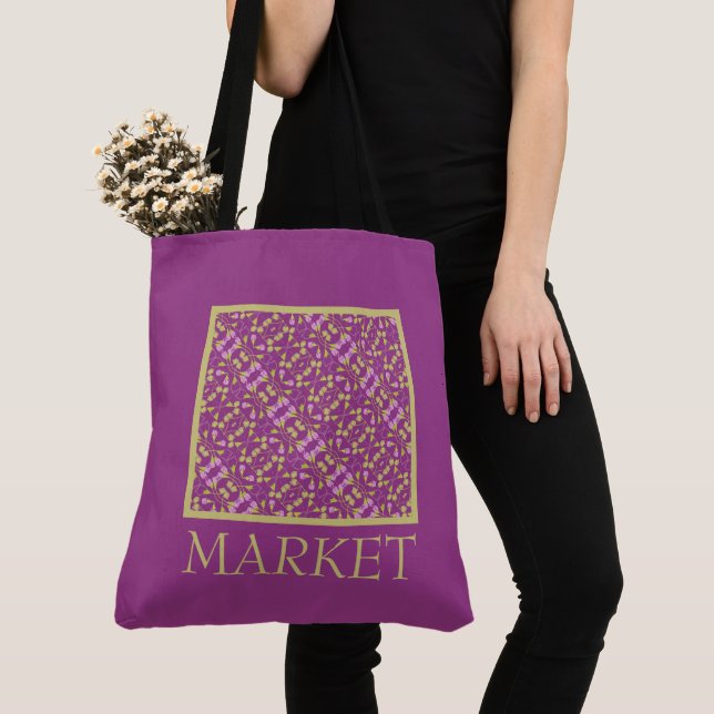 Tote Bag Conception à motifs violets (De près)