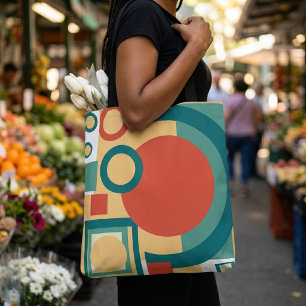 Tote Bag Conception Abstraite de Style Rétro Géométrique au