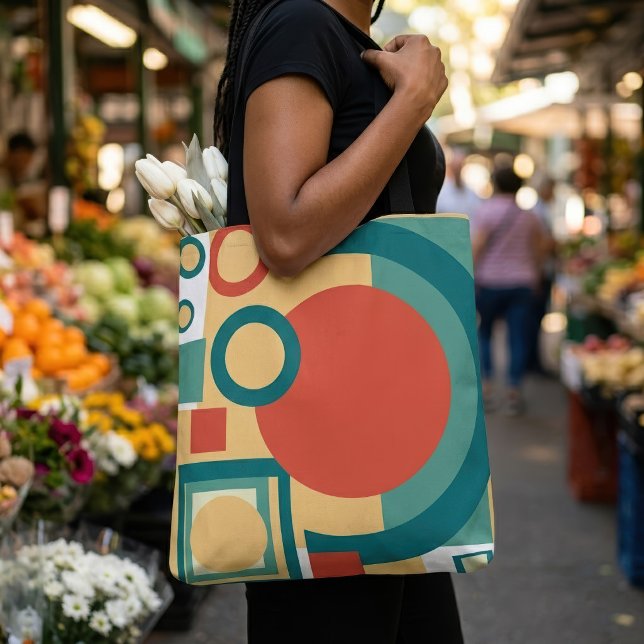 Tote Bag Conception Abstraite de Style Rétro Géométrique au (Retro Geometric Risograph Style Abstract Design. Tote Bag)