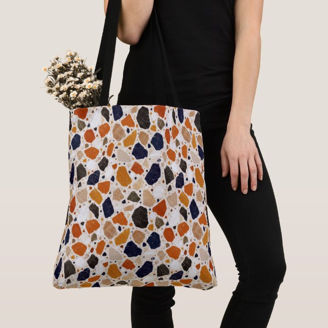 Tote Bag Conception Abstraite de Terrazzo Méditerranéen (De près)