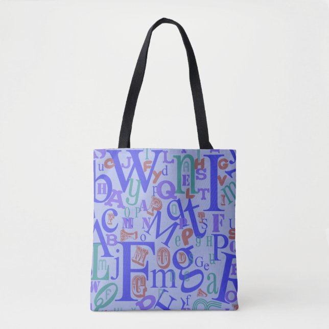 Tote Bag Conception amusante de A à Z Alphabet (Devant)