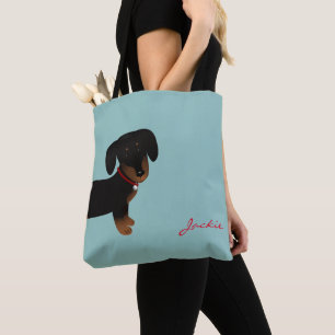 Tote Bag Conception avant et arrière de Dachshund noir