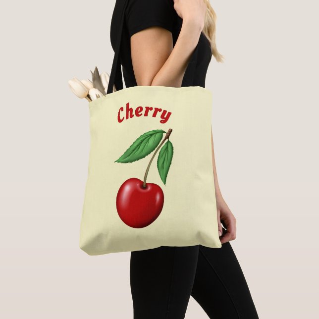 Tote Bag Conception Cerise Rouge Personnalisée (De près)