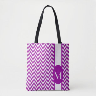 Tote Bag Conception Chevron Elegant Purple avec monogramme