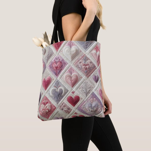 Tote Bag Conception Coeur Quilé (De près)