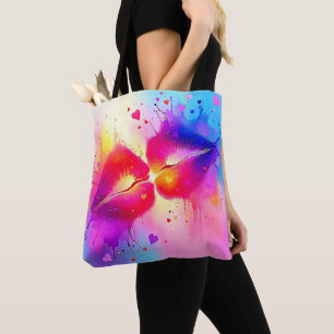 Tote Bag Conception colorée de l'éclaboussure Kiss