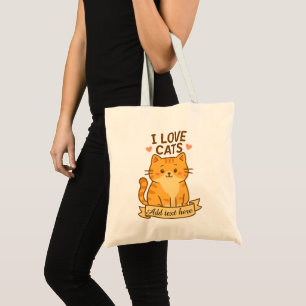 Tote Bag Conception d'amour de chat mignon – Zone de texte