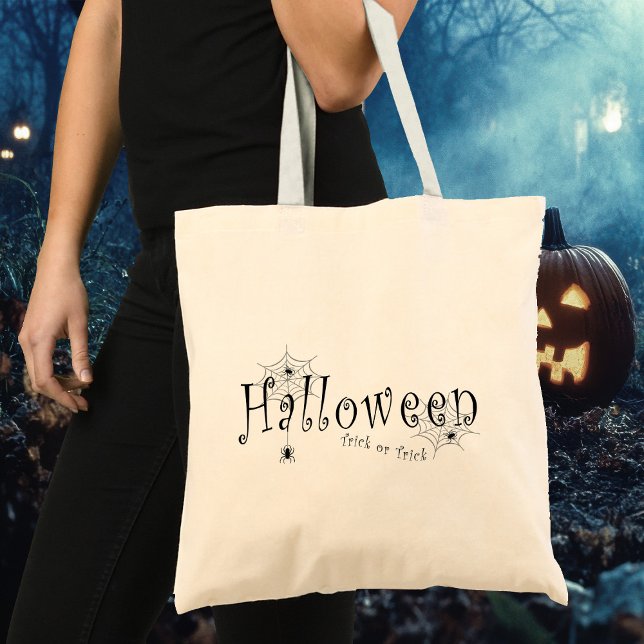 Tote Bag Conception d'araignée d'Halloween farce ou attrape (Créateur téléchargé)
