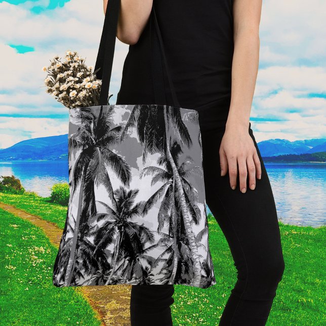 Tote Bag Conception d'arbres palmés gris posterisée (Créateur téléchargé)