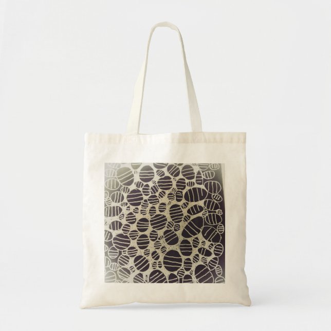 Tote Bag Conception d'art abstrait rond noir et blanc (Devant)