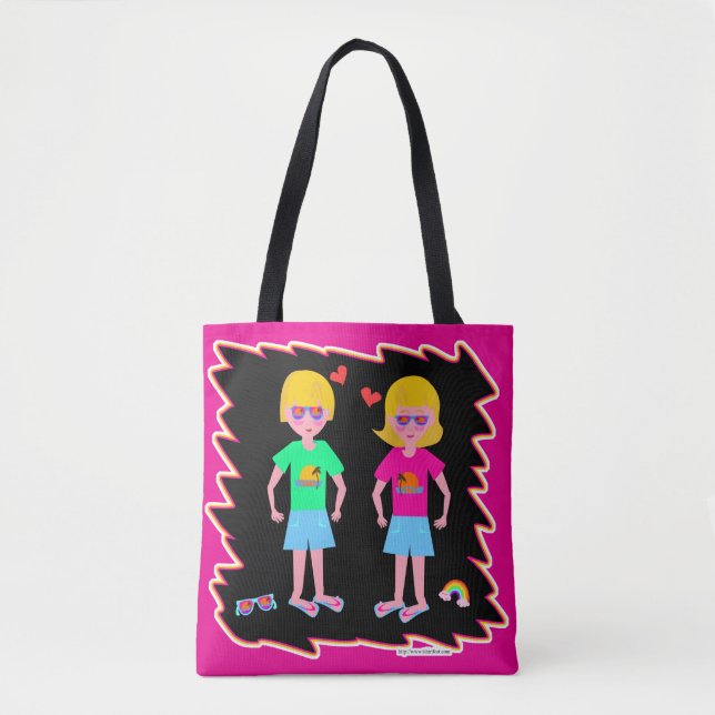 Tote Bag Conception d'art mignonne rétro de plaisir d'amour (Devant)