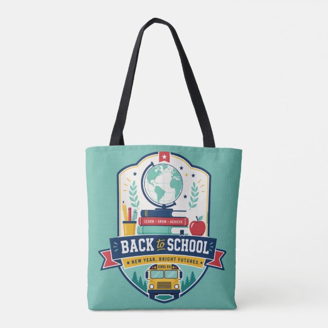 Tote Bag Conception de badge Retour à l'école (Dos)