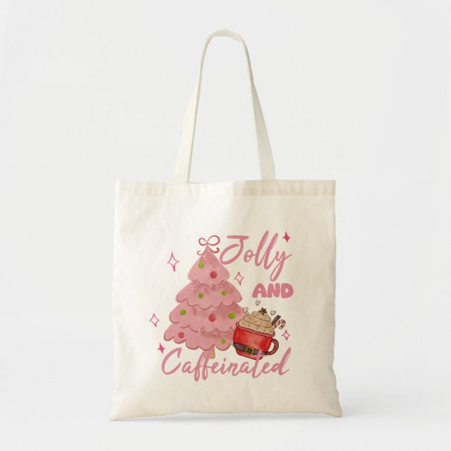 Tote Bag Conception de café d'arbre de Noël joyeuse et café (Devant)