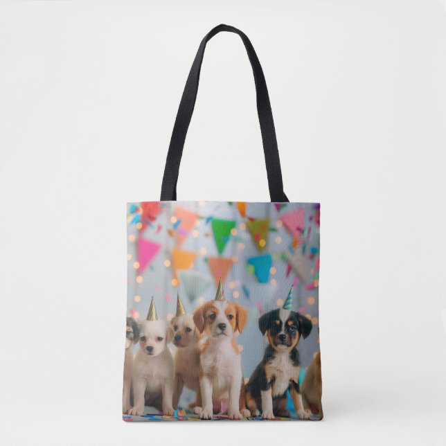 Tote Bag Conception de célébration d'anniversaire de chiots (Devant)