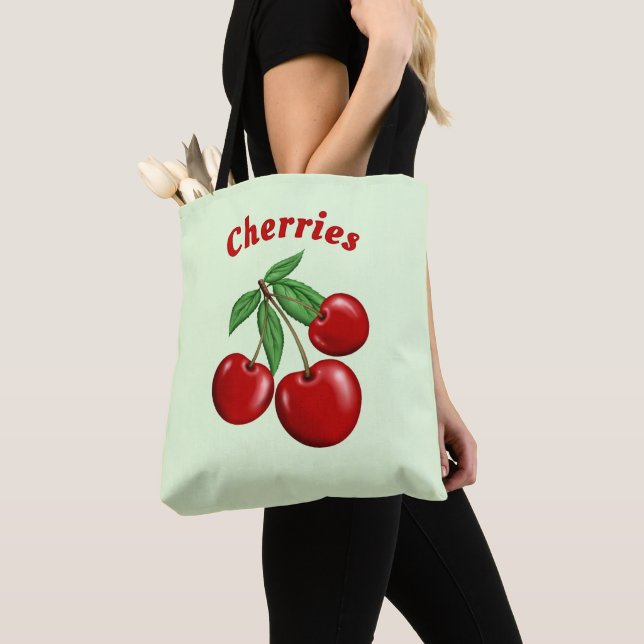 Tote Bag Conception de Cerises Rouges Personnalisées (De près)