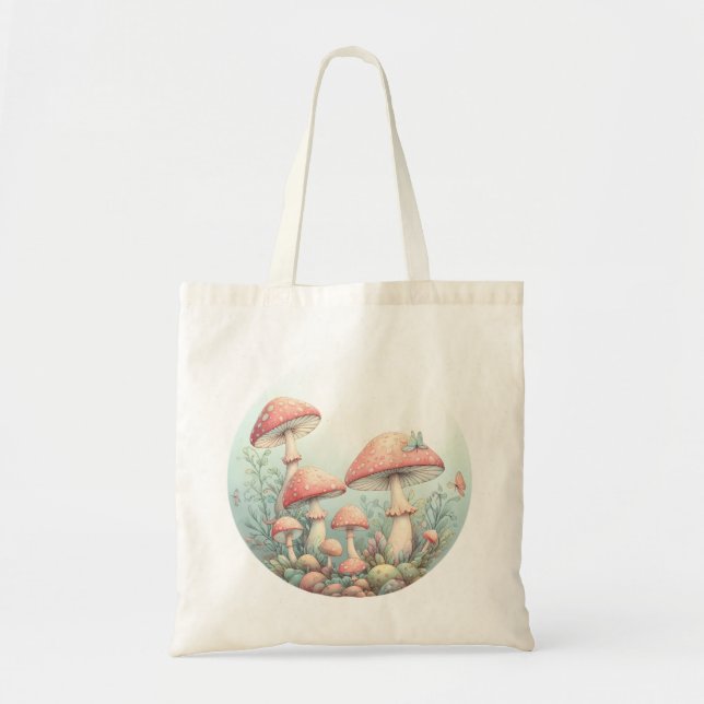 Tote Bag Conception de champignons pastel rétro aux couleur (Devant)