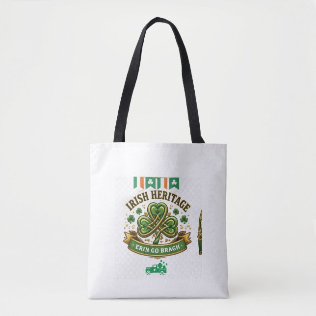 Tote Bag Conception de Charme Chanceux Trèfle Vert (Devant)