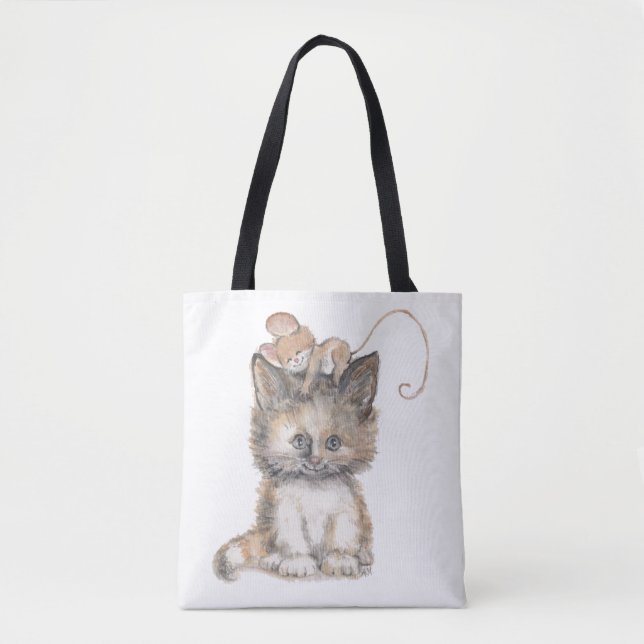 Tote Bag Conception de chat et de souris sur un Fourre-tout (Devant)