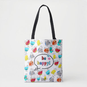 Tote Bag Conception de chats colorés "Be Happy"