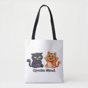 Tote Bag Conception de chats mignons attirés par les opposé
