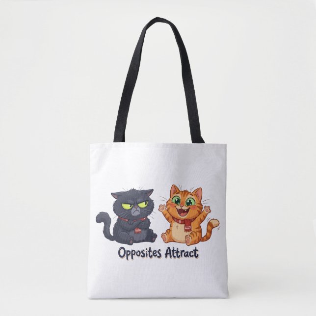 Tote Bag Conception de chats mignons attirés par les opposé (Devant)