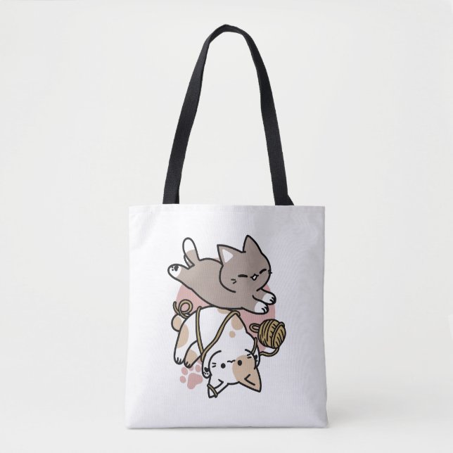 Tote Bag Conception de chats mignons et joueurs – Art de pa (Devant)