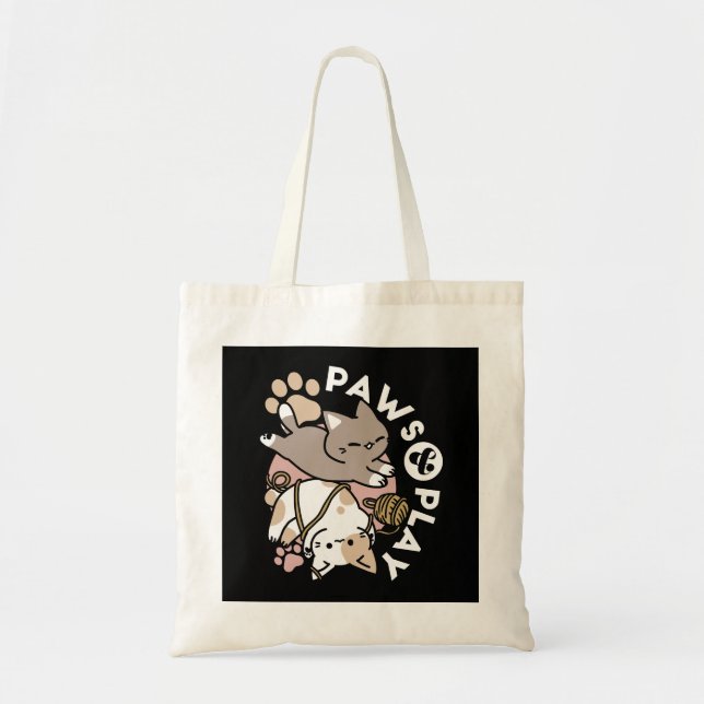 Tote Bag Conception de chats mignons et joueurs – Art de pa (Devant)