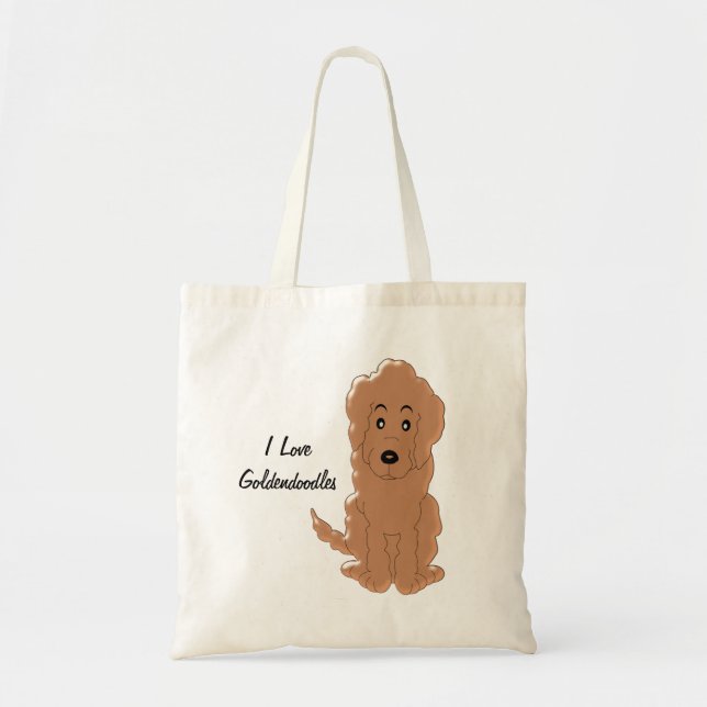 Tote Bag Conception de chien Goldendoodle rouge (Devant)