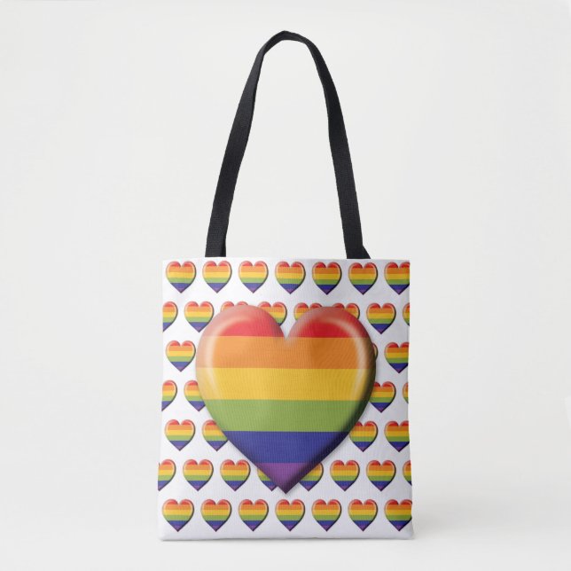 Tote Bag Conception de cœur arc-en-ciel minimaliste élégant (Devant)